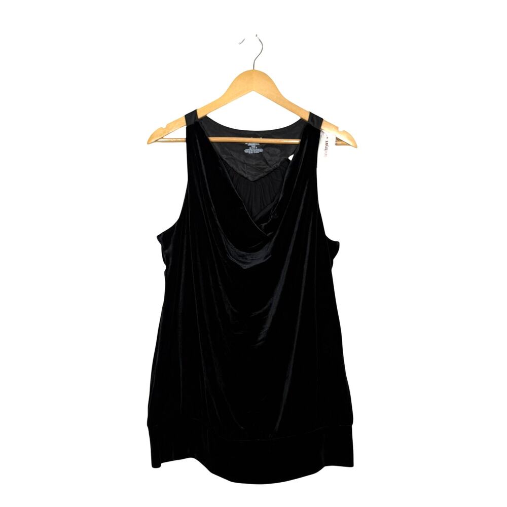 Lane Bryant Velvet Tank Top NWT Womens Plus Size 18/20 Black Cowl Neck Glam
